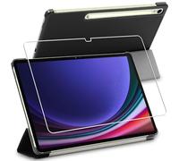 ebestStar - Funda para Samsung Galaxy Tab S9, 5G, Carcasa Capa, Slim Case Protectora, Tapa Magnetica Cuero PU, Negro + Cristal Templado