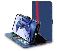 ebestStar - Funda para Xiaomi 11T, 11T Pro, Carcasa Libro Capa, Protectora Cartera, Cuero PU Soporte Tarjeta, Azul Oscuro/Rojo