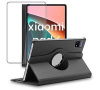 ebestStar - Funda para Xiaomi Pad 6, Pad 6 Pro, Carcasa Capa Giratoria, 360 Protectora, Cuero PU Soporte, Negro + Cristal Templado