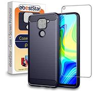 ebestStar - Funda para Xiaomi Redmi Note 9, Carcasa Capa Protectora Carbono TPU, Antigolpes, Azul Oscuro + Cristal Templado