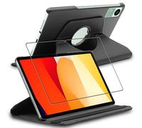 ebestStar - Funda para Xiaomi Redmi Pad SE, Carcasa Capa Giratoria, 360 Protectora, Cuero PU Soporte, Negro + Cristal Templado