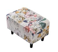 EBETA Elástico Funda para Taburete, Funda Otomana Rectangular, Funda de Puff Cuadrado, Retro Impreso Cubierta de Taburete (Diversión de Verano)