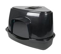 Ebi, Bandeja esquinera Prism, 70 Zen Series L - 56 x 70 x 46 cm, Color Negro, con Patas Antideslizantes, con Puerta Negra Semitransparente y asa, Filtro de carbón Que Absorbe los olores, de plástico