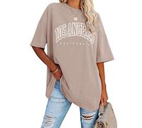Ebifin Damen Oversize T Shirt Vintage Kurzärmiges Rundhals Oberteile Tops Casual Lockere Basic Sommer Tee Shirts Bluse., caqui, S