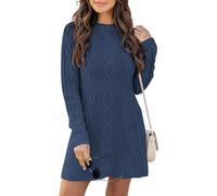 Ebifin Vestido Mujer Corte A Punto Elegante Otoño Invierno,Azul Oscuro,S