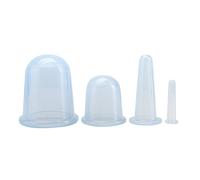 EBILUN 4pcs ahuecando el, Terapia de silicona médica que ahueca el kit, vacío de goma de masaje Copa de terapia de vacío de la cara del cuello del cuerpo masaje de espalda, blanca