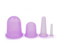 EBILUN 4pcs ahuecando el, Terapia de silicona médica que ahueca el kit, vacío de goma de masaje Copa de terapia de vacío de la cara del cuello del cuerpo masaje de espalda, púrpura