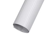 EBILUN Fibra de Carbono película del Vinilo de Alto Brillo Abrigo del Coche del Rollo Adhesivo de la Etiqueta engomada Hoja, 127x30cm Blanca