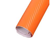 EBILUN Fibra de Carbono película del Vinilo de Alto Brillo Abrigo del Coche del Rollo Adhesivo de la Etiqueta engomada Hoja, Naranja 127x30cm