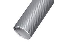 EBILUN Fibra de Carbono película del Vinilo de Alto Brillo Abrigo del Coche del Rollo Adhesivo de la Etiqueta engomada Hoja, Gris Plata 127x30cm