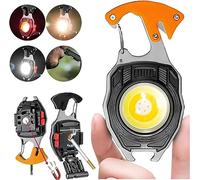 EBILUN Llavero Multifunción Linterna LED Linterna Pequeña Cob Linternas Pequeñas Luz De Trabajo Pequeña Con Destornillador Abrebotellas Y(Naranja)
