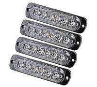 EBILUN Luz de precaución para coche universal 12-24V 6LED Slim ámbar Flash Light Bar de emergencia estroboscópica lámpara de coche (paquete de 4)