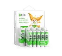 EBL 20 Pack AA AAA Pilas Recargables, 10 X 2800mAh Pilas AA Recargables y 10 X 1100mAh Pilas AAA Recargables 1.2V Ni-MH Baterías HR6 AA/HR03 AAA