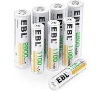 EBL 8 Pack AA AAA Pilas Recargables Ni-MH de 1,2V, 4 x Pilas Recargables AA 2800mAh y 4 x Pilas Recargables AAA 1100mAh