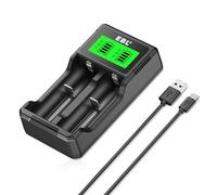 EBL LCD Cargador 18650, USB Inteligente Cargador para 3.7V Li-Ion 18650 16340 RCR123 18490 18350 17670 17500 26650 22650 & AA AAA C Recargable