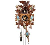 Eble - Reloj de cuco de 22 cm de madera auténtica pintada, con sonido, funcionamiento a pilas y mecanismo de cuarzo