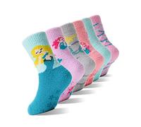 EBMORE Calcetines Antideslizantes para Niños, de Felpa para Niñas, Gruesos Cálidos, de Invierno Antideslizantes, de Cama Suaves, Regalos, de Casa, 6 Pares (Sirena, 8-12 años)