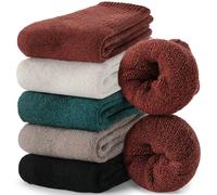 EBMORE Calcetines de Lana para Mujeres Invierno Caliente Trekking Gruesos Térmicos Acogedores Boot Crew Calcetines Cómodos 5 Pares para Damas(Café/Beige/Negro/Verde Oscuro)