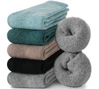 EBMORE Calcetines de Lana para Mujeres Invierno Caliente Trekking Gruesos Térmicos Acogedores Boot Crew Calcetines Cómodos 5 Pares para Damas(Caki/Verde oscuro/Gris claro/Negro/Gris)