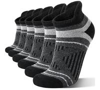 EBMORE Calcetines de Senderismo de Merino, Cortos de Sneakers, Gruesos de Lana, para Correr, de Compresión, Térmicos, Regalos, de Invierno para Hombres y Mujeres, 6 Pares. (Flecha Negra, L)