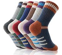 EBMORE Calcetines para Niños, Niñas, de Merino, Calcetines de Senderismo, Deportivos, de Lana, Térmicos, de Invierno, Gruesos de Navidad, Regalos, 6 Pares. (Tres Rayas, 12-15 Años)