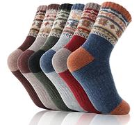 EBMORE Calcetines para Niños, Niñas, de Merino, Calcetines de Senderismo, Deportivos, de Lana, Térmicos, de Invierno, Gruesos de Navidad, Regalos, 6 Pares. (Nórdico, 1-3 Años)