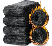 EBMORE Calcetines Termales de Lana Merino para Mujeres y Hombres Gruesos Invierno Trekking Acogedores Crew Cómodos Regalos Calcetines 4 Pairs Stuffer(Serie Negro, L)
