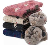 EBMORE Calcetines Térmicos de Merino para Mujeres, de Lana, de Senderismo Cálidos, Regalos para Mujeres, de Invierno, de Trabajo, de Tejido, 5 Pares (Gatitos de Corazón)