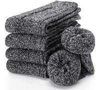 EBMORE Calcetines Térmicos de Merino para Mujeres, de Lana, de Senderismo Cálidos, Regalos para Mujeres, de Invierno, de Trabajo, de Tejido, 5 Pares (Gris Oscuro)