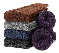 EBMORE Calcetines Térmicos de Merino para Mujeres, de Lana, de Senderismo Cálidos, Regalos para Mujeres, de Invierno, de Trabajo, de Tejido, 5 Pares (Color Oscuro)