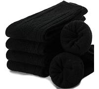 EBMORE Calcetines Térmicos de Merino para Mujeres, de Lana, de Senderismo Cálidos, Regalos para Mujeres, de Invierno, de Trabajo, de Tejido, 5 Pares (Negro)
