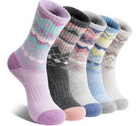 EBMORE Calcetines Termicos Deporte de Lana Merino para Mujer, Calcetines Invierno Running Trabajo Antiampollas Ciclismo Gruesos Cálidos Regalo 5 Pares Calcetines Navidad (Nórdico, L)