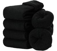 EBMORE Calcetines Termicos Invierno Mujer de Lana Merino, Calcetines Trabajo Antiampollas Gruesos y Cálidos Regalo para Mujer 5 Pares Calcetines Navidad (Puño Negro)