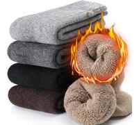 EBMORE Hombres Calcetines de Lana Merino Súper Gruesos Térmicos para Senderismo Invierno Calzado Suave y Acogedor para el Tiempo Frío -Color sólido-5 pares (supergrueso)