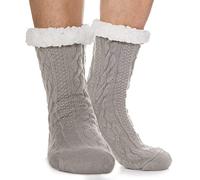 EBMORE Mens fuzzy calcetines invierno acogedor cabaña esponjosa cálida lana suave cómodo grueso antideslizante regalos de Navidad hogar calcetines stuffer(Gris Claro)