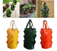 EBOCACB 3 Bolsas Colgantes para macetas con Asas, contenedores Colgantes de plástico para Plantar Fresas, Bolsas de Cultivo de Fresas, Bolsas de Cultivo Plegables duraderas para Cultivar Verduras,