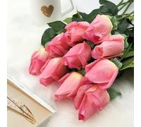 EboLD 10 unids/set PU tacto real artificial negro rosa hermosa látex flor estambres boda flor falsa decoración hogar fiesta memorial-rosa rojo 2