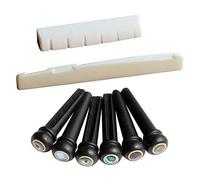 Ebony Bridge Pins+ Bone Slotted Saddle Nut Set para piezas de guitarra acústica