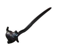 Ebony Hair Stick - Wooden Cat Shape Hair Pin, Black Handcrafted HairStick, Smooth Polished Finish, Elegant Design, Lightweight Secure Hold | For Women Wedding Bridal Hairstyle Party