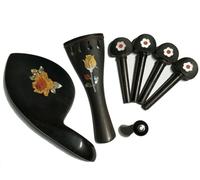 Ebony Inlay Pearl Shells Violin Accessories Set 4/4 Size Violin Fingerboard Tailpiece Pegs Endpin accesorios violín (Color : NO 5)