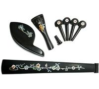 Ebony Inlay Pearl Shells Violin Accessories Set 4/4 Size Violin Fingerboard Tailpiece Pegs Endpin piezas y accesorios violín (Color : NO 4)