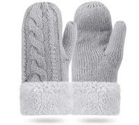 EBOOT Manoplas de Lana de Invierno para Mujer Guantes sin Dedos Cálidos Gruesos Calentadores de Muñeca (Gris Claro)
