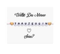 EBOOT Pulsera de Dama de Honor Regalo de Dama de Honor Hecho a Mano Brazalete de Dama de Honor Principal Ajustable con Tarjeta Willst Du Meine Trauzeugin Sein Regalo de Invitación(Trauzeugin)