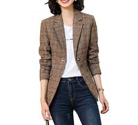 ebossy Traje de mujer con 2 botones para mujer, diseño de pata de gallo, X-Brown, M