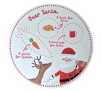 eBoutik - Tabla plana irrompible para decoración de Nochebuena de Papá Noel para temporada festiva, leche y galletas, secciones de zanahoria, plato de Navidad para niños para Papá Noel y reno Rudolph