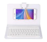 Eboxer Teclado Bluetooth Portátil, Funda Slim Shell con Teclado Desmontable con Soporte de Fijación Incorporado para Teléfonos de 4.5-6.8 in para iOS//Android(Blanco)