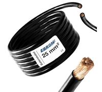 EBROM Cable de batería, cable de masa exacto al metro! NEGRO (-) H07V-K 2,5/4 / 6/10 / 16/25 / 35/50 o 70 mm² Cable de batería 99,9% cobre OFC - Longitud/sección transversal: 3 metros 25 mm2 negro