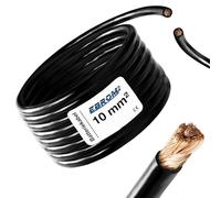 EBROM Cable de batería, cable de masa ¡exacto al metro! NEGRO (-) H07V-K 2,5/4 / 6/10 / 16/25 / 35/50 o 70 mm² Cable de batería 99,9% cobre OFC - Longitud/sección transversal: 2 metros 10 mm2 negro