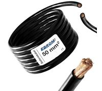 EBROM Cable de batería, cable de masa ¡exacto al metro! NEGRO (-) H07V-K 2,5/4 / 6/10 / 16/25 / 35/50 o 70 mm² Cable de batería 99,9% cobre OFC - Longitud/sección: 2 metros 50 mm2 negro