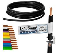 EBROM Cable de cable - Cable de PVC rígido - Cable de cableado - H07V-U 1,5 mm² - 1,5 mm² - Color: Negro - Muchas longitudes a elegir, de 10 metros a 100 metros - Su longitud seleccionada: 100 m